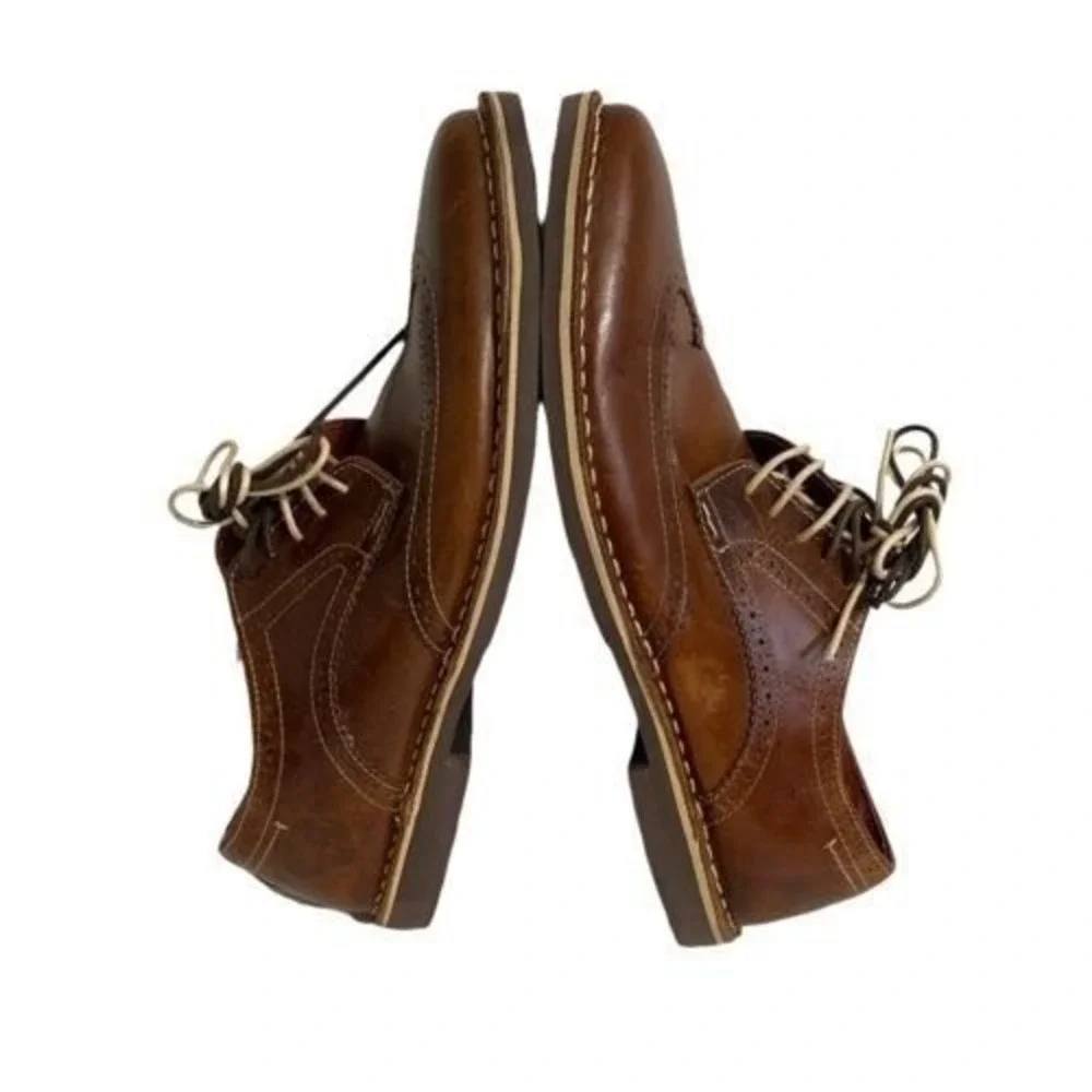 Steve Madden Lookus 247 Men's 10.5 Cognac Leather Wingtip Oxford Derby Shoes